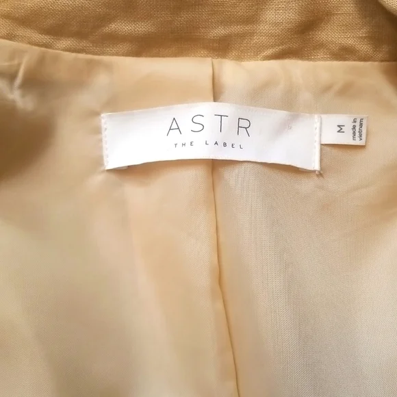 LINEN Blend ASTR Verona Blazer Dress Style # ADR95272 tan double breasted Sz: M - Picture 4 of 15